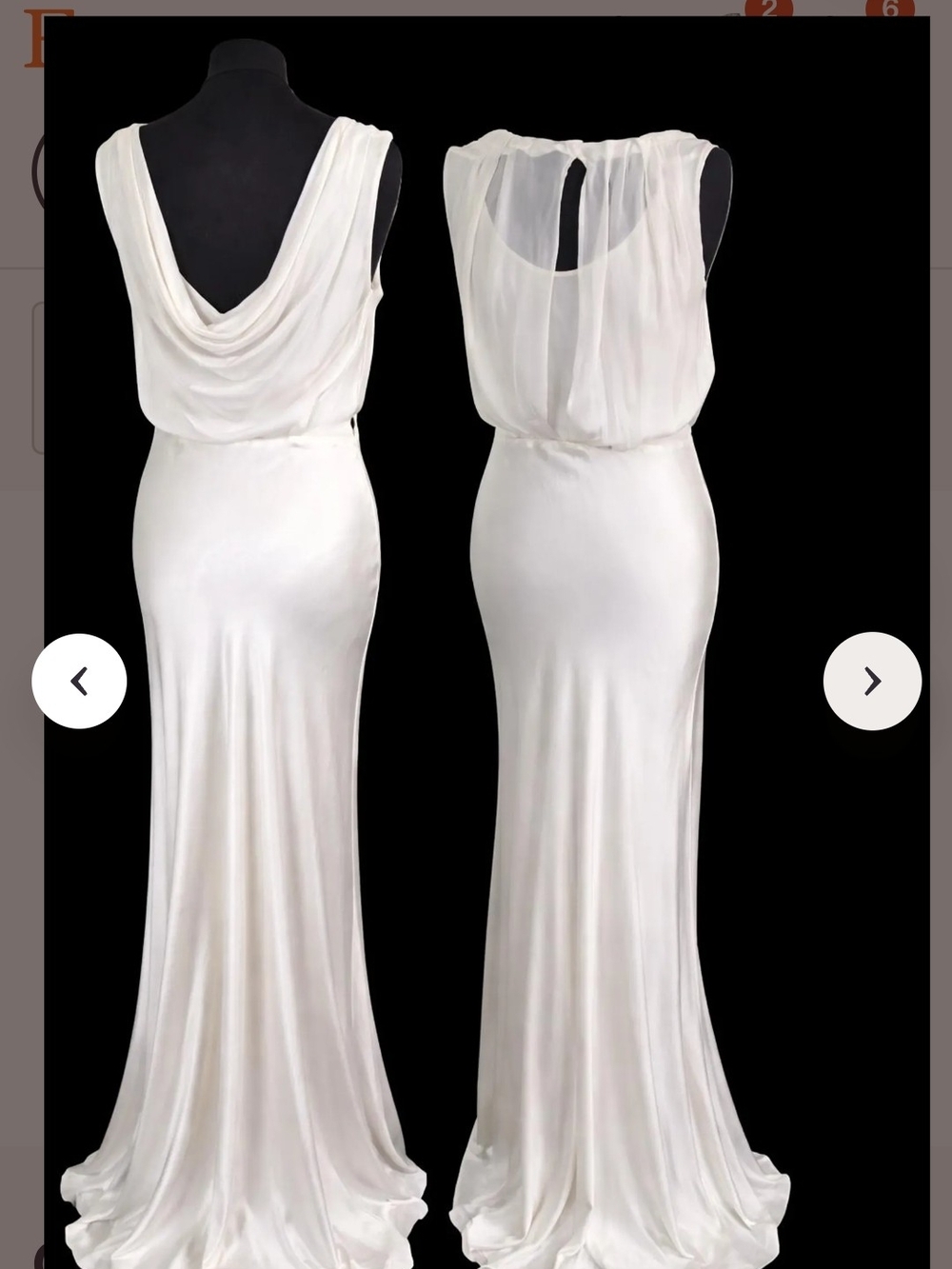 Elegant Ivory Cowl Back Vintage Bias Cut Wedding Dress